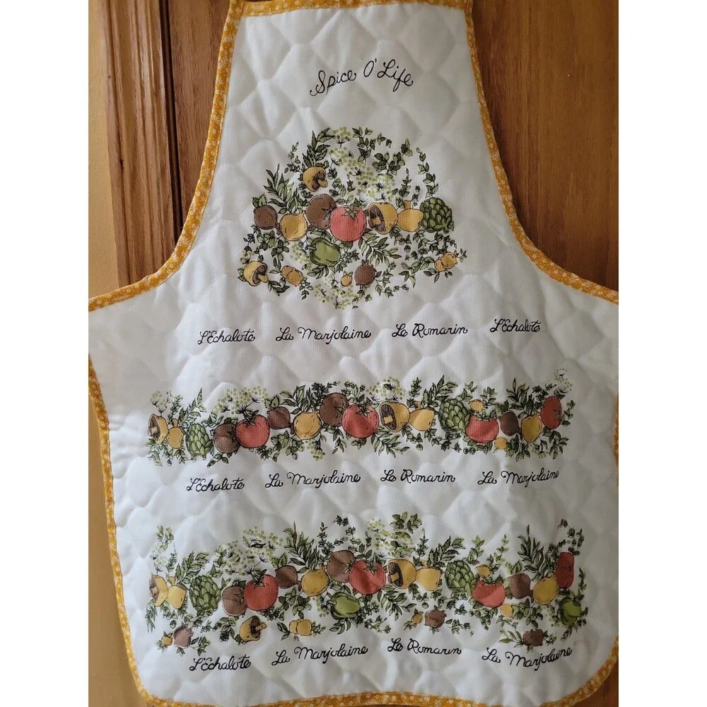 Vintage 1975 Spice O’ Life Quilted Full Apron Retro Cooking